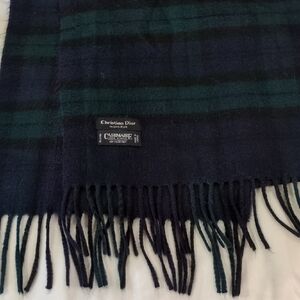 Dior Men's Elegant Black and Green Scarf